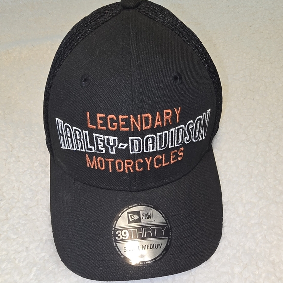 NWT Harley-Davidson Black Cap with Orange and White Embroidery - Picture 1 of 4